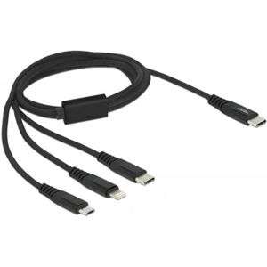 Delock - 3-in-1 Oplaadkabel - 1 M - USB Type C - Lightning - Micro USB