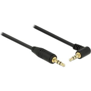 Delock jack kabel 3.5 mm 3 pins male > male haaks 0.5 m zwart - Delock