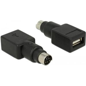 DeLOCK 65898 PS/2 USB Type-A Zwar - Roestvrijstaal Kabeladapter/Verloopstukje