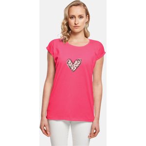 POD Ladies Valentines Day - Leopard Heart Extended Shoulder Tee