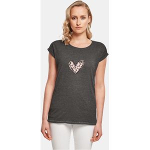 POD Ladies Valentines Day - Leopard Heart Extended Shoulder Tee