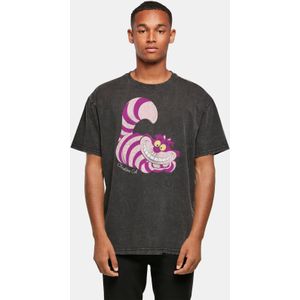 Absolute Cult Alice in Wonderland - Cheshire Cat Colour Acid Washed Oversize Tee