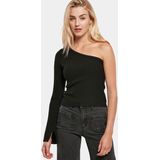 Urban Classics Ladies Short Rib Knit One Sleeve Sweater