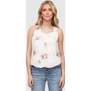 Cloud5ive Damen Chiffon Top mit Spitzenbesatz und Blumen Muster