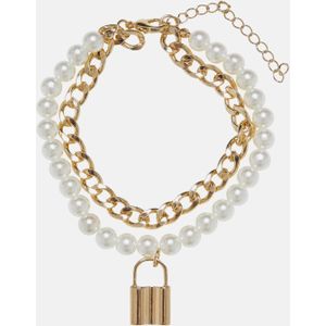 Urban Classics Padlock Pearl Layering Bracelet
