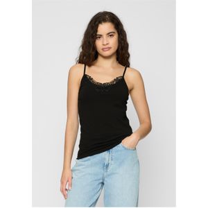 Cloud5ive Damen Top 2er Set V-Neck Spitzentop unicolor schwarz