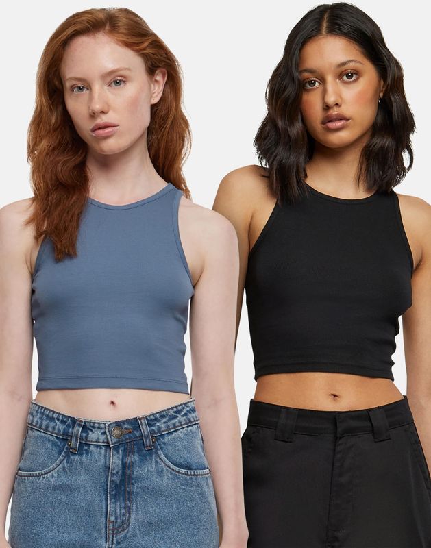 Urban Classics Ladies Cropped Rib Top 2-Pack