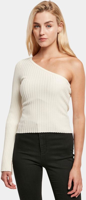 Urban Classics Ladies Short Rib Knit One Sleeve Sweater