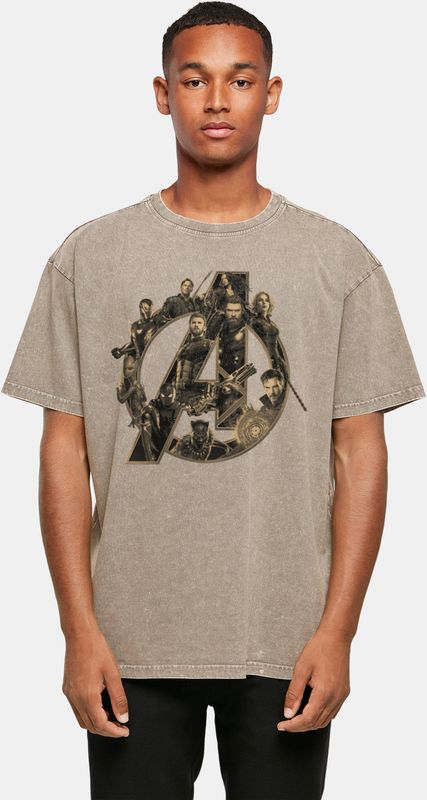 Absolute Cult Avengers Infinity War - Logo Acid Washed Oversized Tee