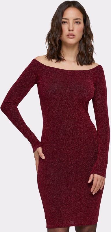 Urban Classics Ladies Off Shoulder Longsleeve Glitter Dress