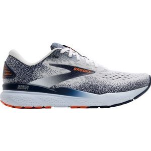 Brooks - Ghost 16 - Hardloopschoenen - Off White - Donkergrijs - Donkerblauw - Oranje - Textiel - Synthetisch Materiaal - Rubber