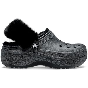Crocs Classic Platform Fuzz Lined Glitter Klompen Damen Black 41