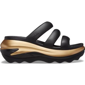 Crocs Mega Crush Metallic Triple Strap Slides Unisex Black / Gold 39