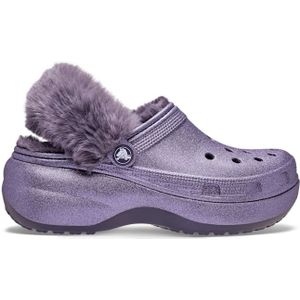 Crocs Classic Platform Fuzz Lined Glitter Klompen Damen Nightshade 34