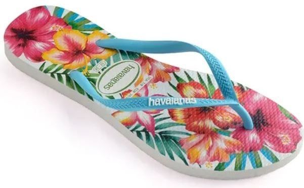 Havaianas Slim Hibisco roze blauw slippers dames