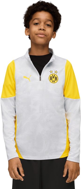 PUMA - Borussia Dortmund Trainingstrui 1/4-Zip 2025-2026 - Zilver Geel - Kids