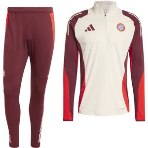 adidas Bayern München Trainingspak 1/4-Zip Europees 2024-2025 Wit Bordeauxrood Rood