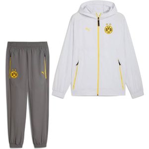 PUMA Borussia Dortmund Pumatech Woven Trainingspak Hooded Full-Zip 2025-2026 Zilver Geel