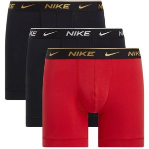 Nike Everyday Cotton Boxershort Brief 3-Pack Rood Zwart Zwart