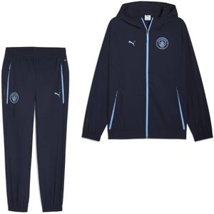 PUMA Manchester City Pumatech Woven Trainingspak Hooded Full-Zip 2025-2026 Donkerblauw Lichtblauw