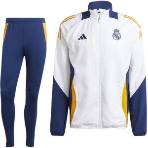 adidas Real Madrid Presentatie Trainingspak Full-Zip 2024-2025 Wit Donkerblauw