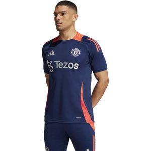 adidas Manchester United Trainingsshirt 2024-2025 Donkerblauw Rood Zilver