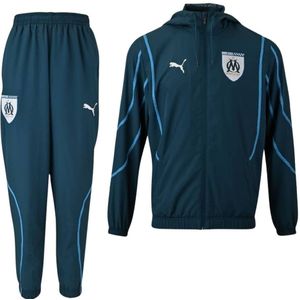 PUMA Olympique Marseille Pre-Match Anthem Trainingspak Woven Full-Zip 2024-2025 Donkerblauw Lichtblauw Wit