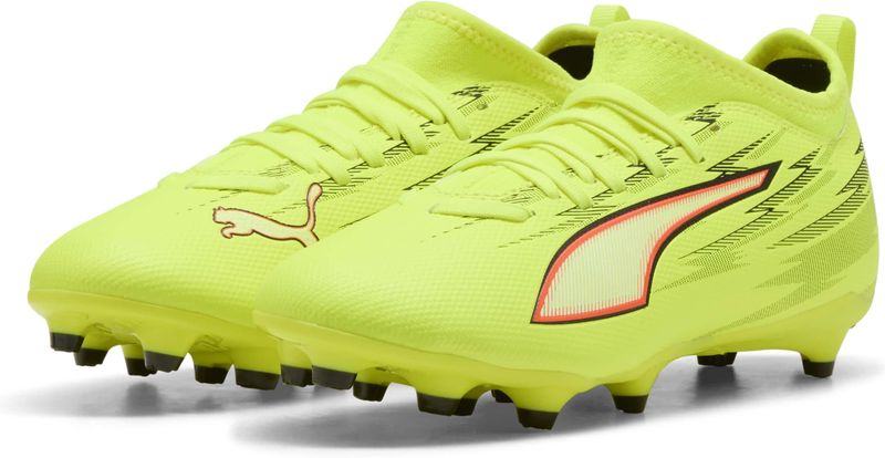 PUMA ULTRA 6 MATCH FG/AG voetbalschoenen, Zwart/Rood/Geel, Maat 29