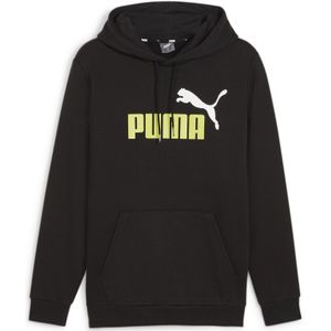 PUMA Essentials+ 2 College Big Logo Fleece Hoodie Zwart Felgeel Wit