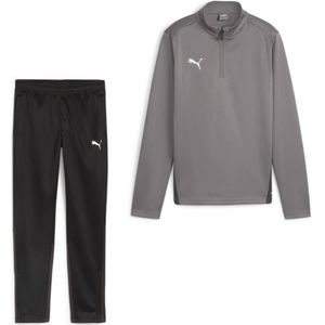 PUMA teamGOAL Trainingspak 1/4-Zip Kids Grijs Zwart Wit
