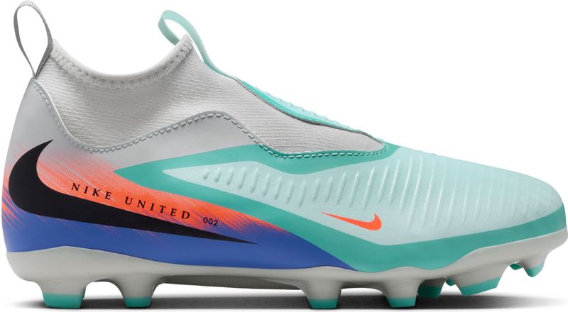 Nike Phantom 6 High Academy Gras / Kunstgras Voetbalschoenen (MG) Kids Zilver Turquoise Oranje Blauw