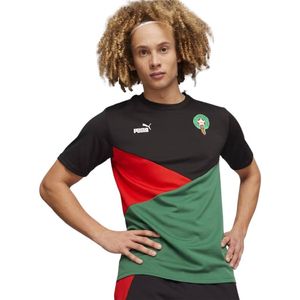 PUMA Marokko T-Shirt 2023-2024 Zwart Donkergroen Rood