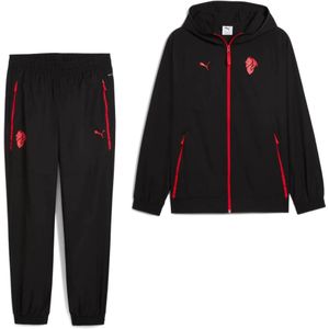 PUMA AC Milan Pumatech Trainingspak Woven Hooded Full-Zip 2025-2026 Zwart Rood