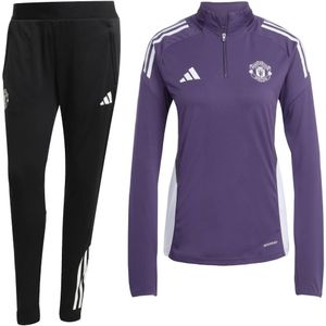 adidas Manchester United Trainingspak 1/4-Zip 2025-2026 Dames Paars Zwart Wit