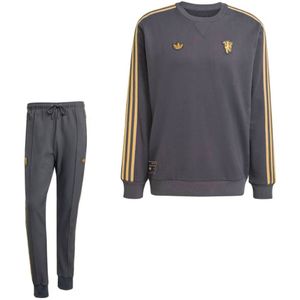 adidas Manchester United Terrace Icons Crew Trainingspak Donkergrijs Goud