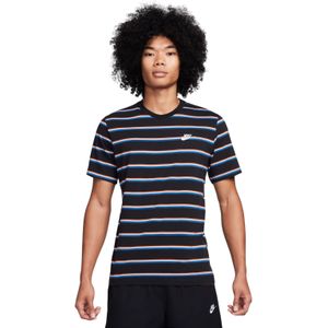 Nike Sportswear T-Shirt Club Stripe Zwart Rood Wit Blauw