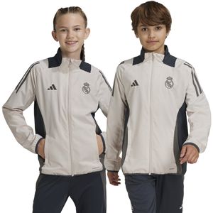 adidas Real Madrid Presentatie Trainingsjack Europees 2024-2025 Kids Beige Bruin Zwart