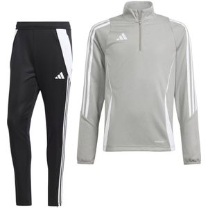 adidas Tiro 24 Trainingspak 1/4-Zip Kids Lichtgrijs Zwart Wit