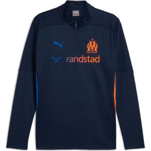 PUMA Olympique Marseille Trainingstrui 1/4-Zip 2024-2025 Kids Donkerblauw Blauw Oranje