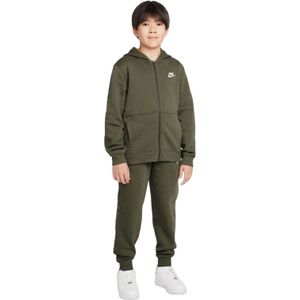 Nike Sportswear Club Fleece Trainingspak Full-Zip Hooded Kids Olijfgroen Wit