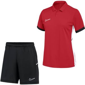 Nike Academy 25 Polo Trainingsset Dames Rood Zwart Wit