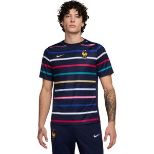 Nike Frankrijk Pre-Match Trainingsshirt 2024-2026 Donkerblauw Goud Multicolor