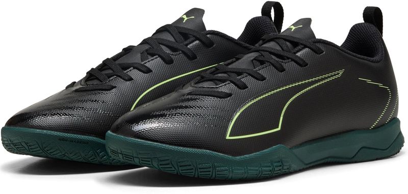 PUMA - Ultra 6 Play - Zaalvoetbalschoenen - Zwart - Donkergroen - Lichtgroen
