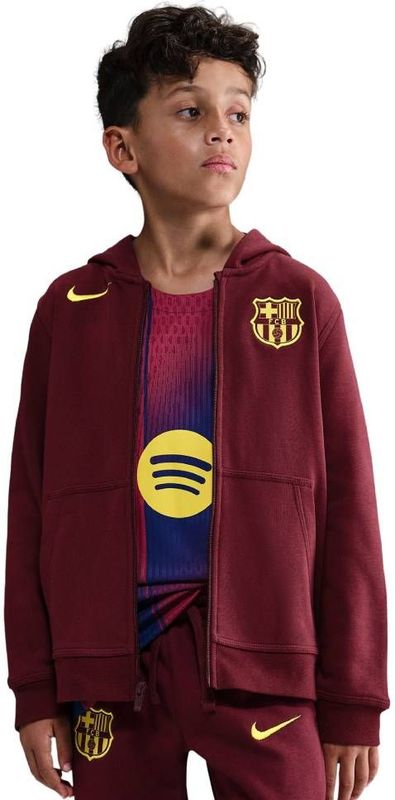 Nike FC Barcelona Club Fleece Vest 2025-2026 Kids Donkerrood Geel