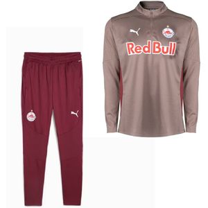 PUMA Red Bull Salzburg Trainingspak 1/4-Zip 2024-2025 Bruin Rood Wit