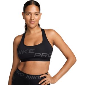 Nike Pro Swoosh Light-Support Sport Beha Dames Zwart Grijs