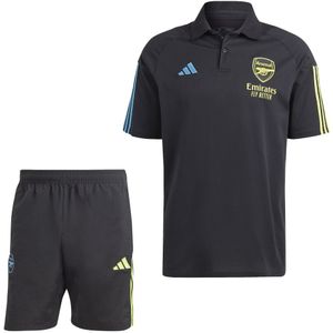 adidas Arsenal Polo Trainingsset Woven 2023-2024 Zwart Blauw Geel