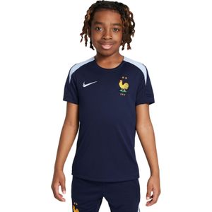 Nike Frankrijk Strike Trainingsshirt 2024-2026 Kids Donkerblauw Lichtblauw