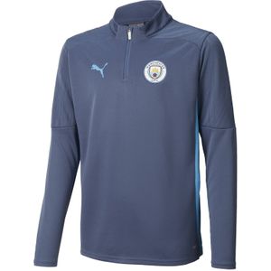 PUMA Manchester City Trainingstrui 1/4-Zip 2024-2025 Kids Donkerblauw Lichtblauw