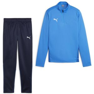 PUMA teamGOAL Trainingspak 1/4-Zip Kids Blauw Donkerblauw Wit